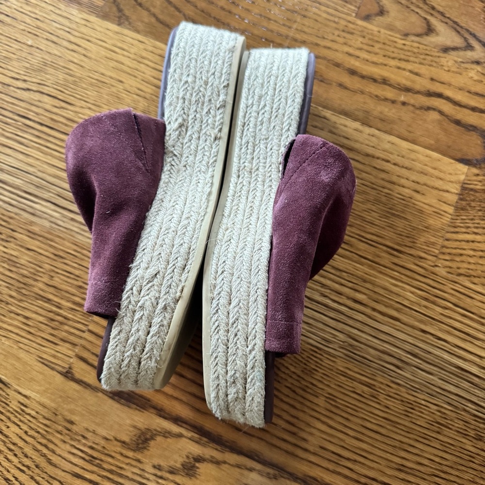 Vince Solana Suede Burgundy Slide-On Platform Espadrille Sandals | Size 6 - Picture 5 of 6